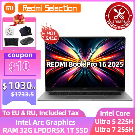 Xiaomi Redmi Book Pro 16 2025 – Intel Ultra 7 255H, Arc Graphics, 32GB, 165Hz 3.1K