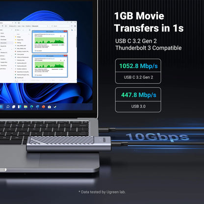 UGREEN M.2 NVMe SSD Enclosure – USB-C 3.2 Gen2 10Gbps Tool-Free External SSD Adapter