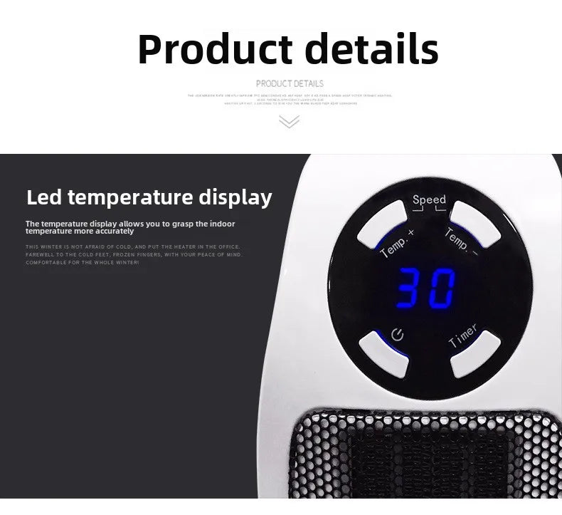 Eco Plug-In Electric Wall Heater — Energy Efficient, Low Noise, Portable Indoor Space Heater
