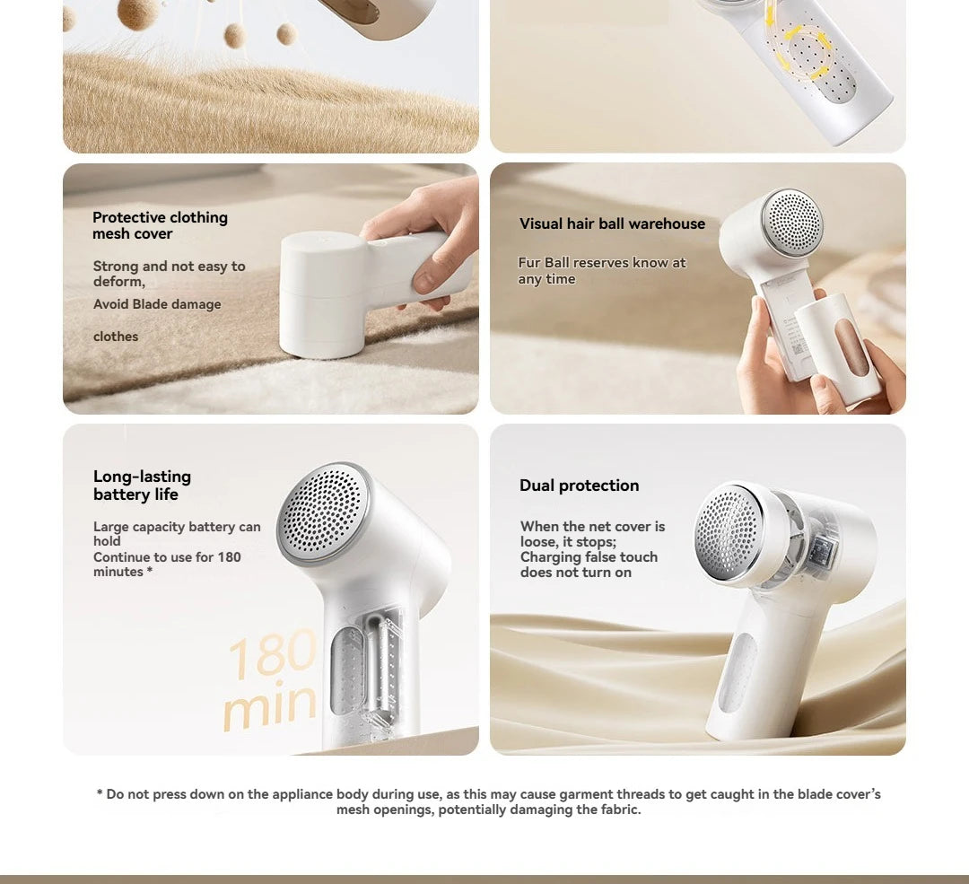Xiaomi Mijia Lint Remover 2 – Portable Electric Clothes Shaver, 180-Min Battery, USB-C