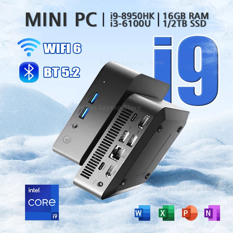 Mini PC – Intel Core i9-8950HK / i3-6100U, 16GB RAM, 1TB/2TB SSD, 4K, WiFi 6, Windows 11