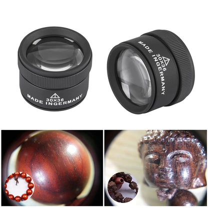 Handheld 30X Magnifying Glass – Optical Lens Loupe for Jewelry & Stamps