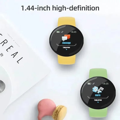 R.E.D. Shopping D18 Smartwatch with circular color screen showing multi-sport modes and call/music control features.