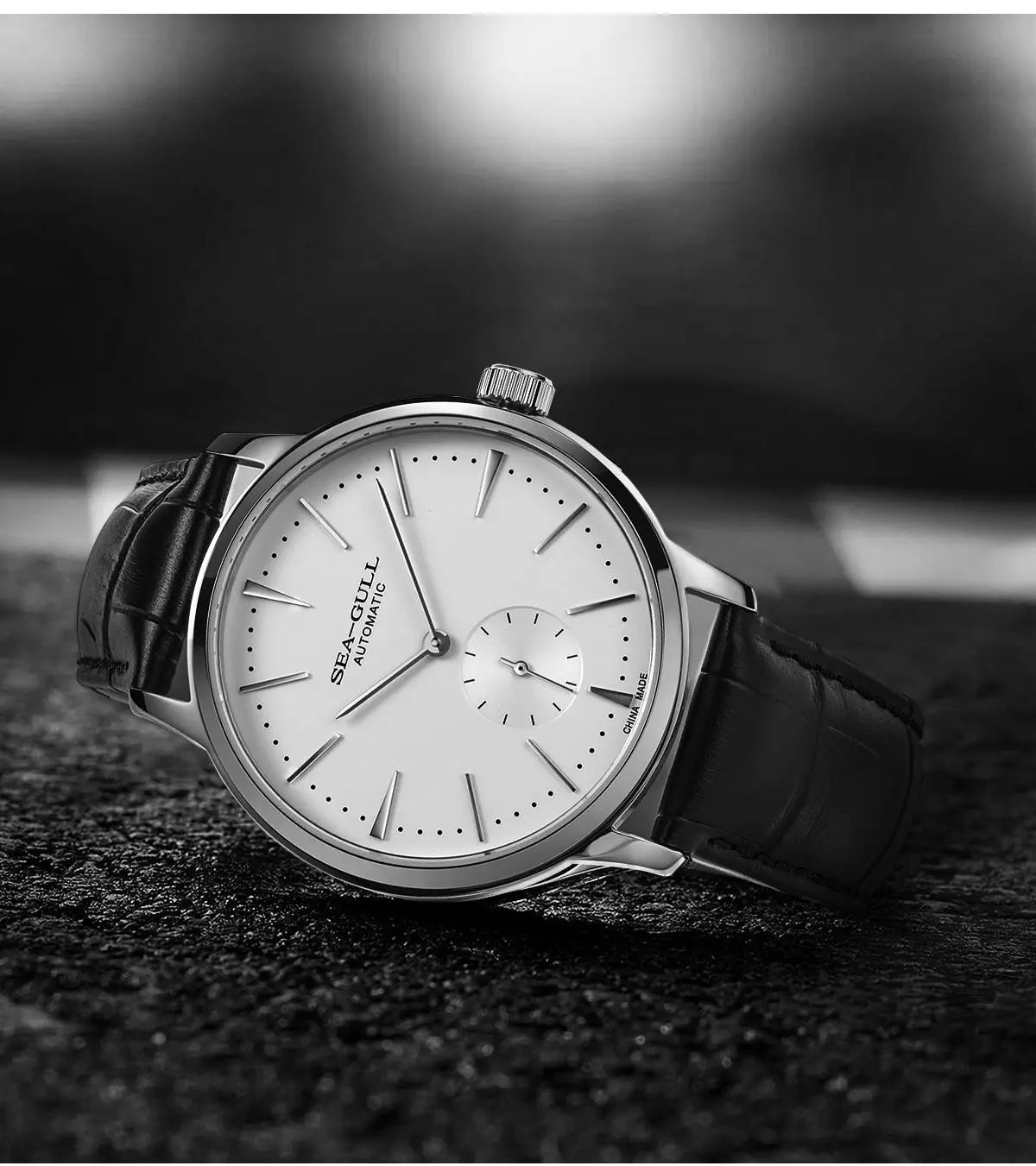 Seagull Men's Business Mechanical Watch – 50M Waterproof, Leather Strap, Valentine Gift