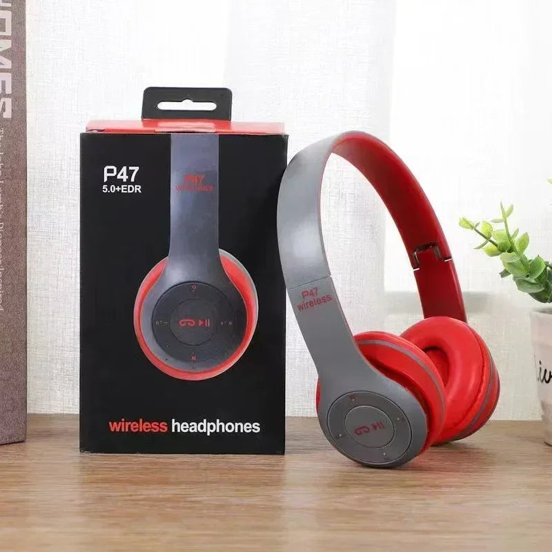 Black R.E.D. Shopping foldable Bluetooth headset with head-mounted design, featuring wireless, wired, and TF card connection options.