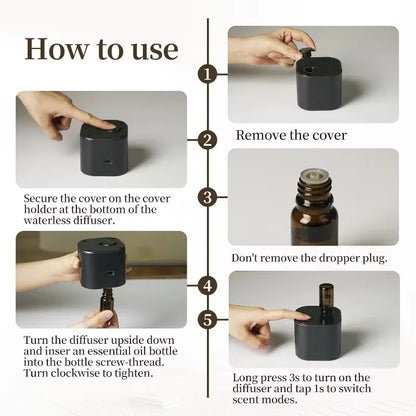 Waterless Portable Aroma Diffuser – 3 Mist Modes for Home & Office