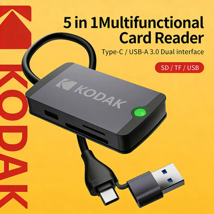 KODAK USB-C Hub – USB 3.0, SD & MicroSD Card Reader for Phone, Tablet, MacBook & Laptop