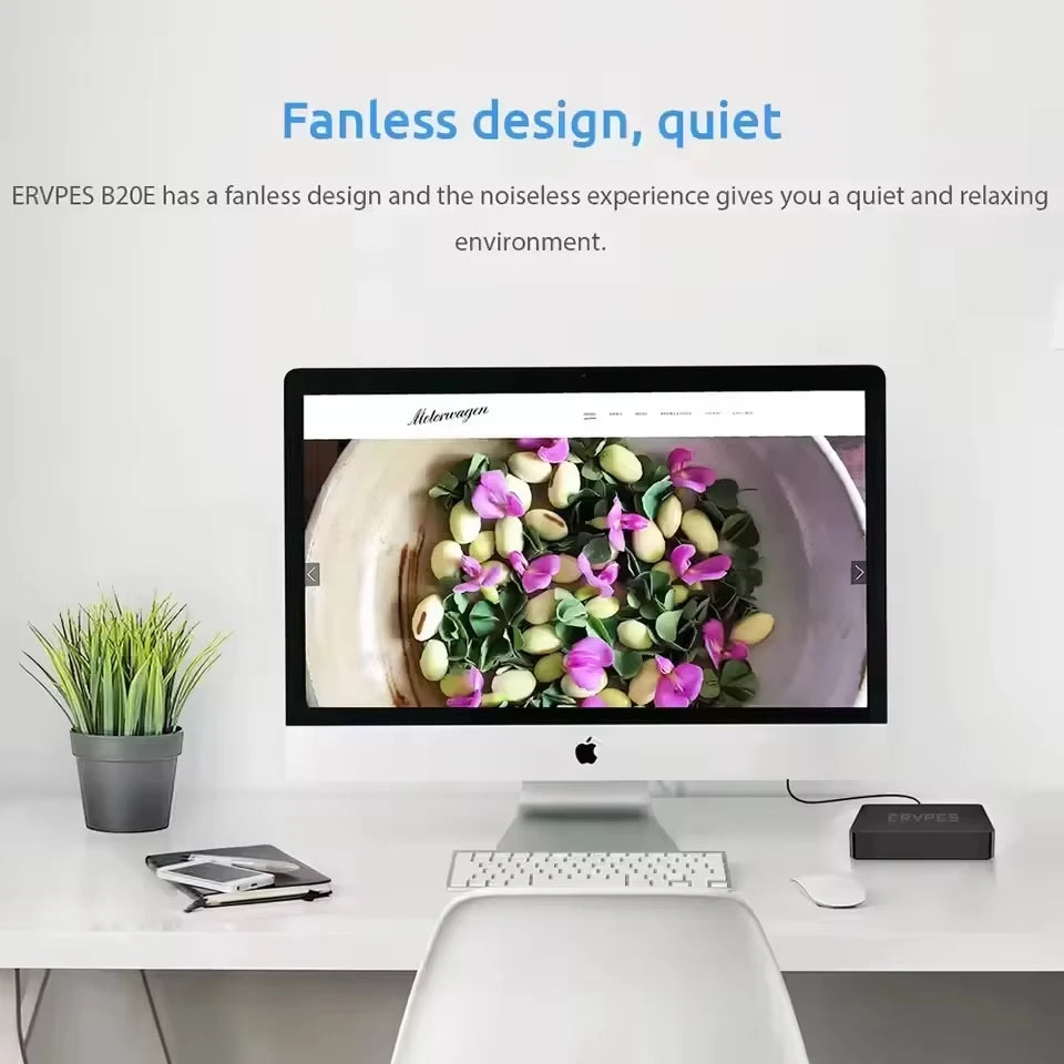 ERVPES B20E Mini PC – 8GB RAM 128GB SSD | Intel 6500Y | Windows 11 | WiFi BT5.2 HDMI