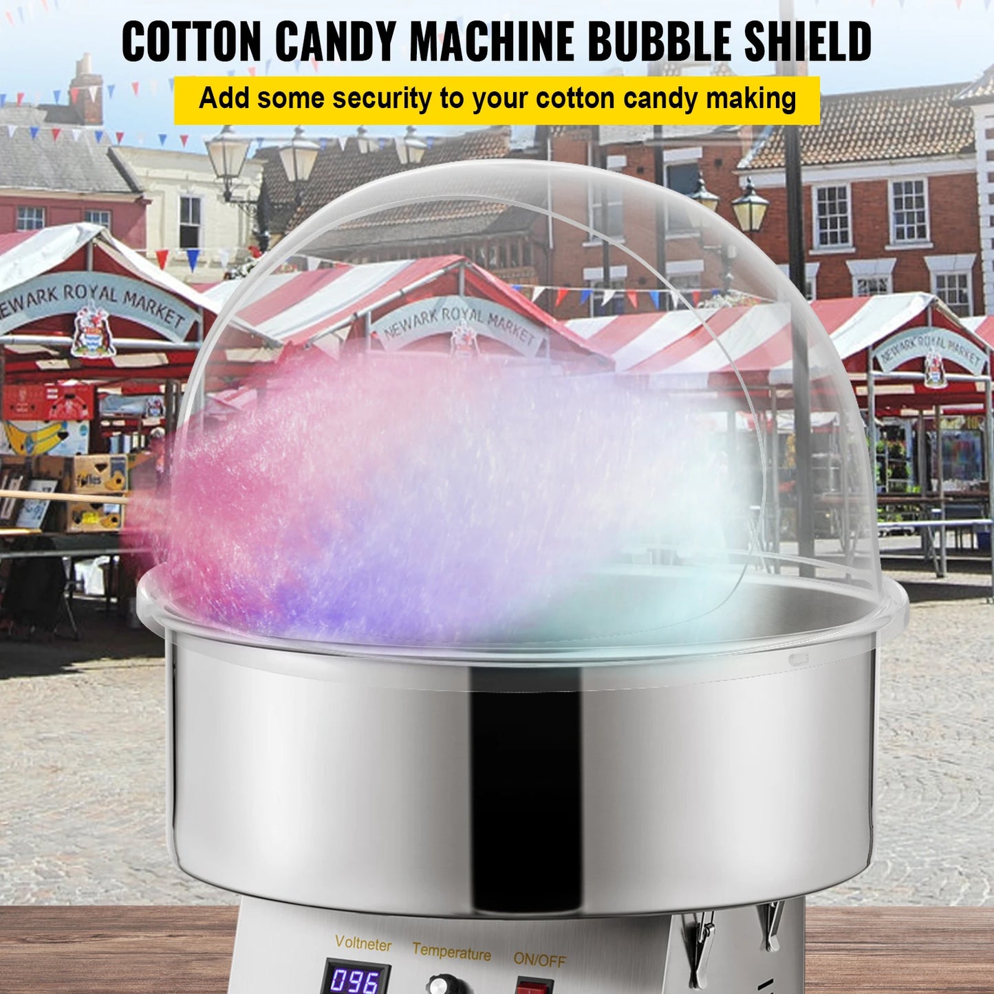 SucceBuy 21" Commercial Cotton Candy Machine Cover – Clear Bubble Shield Dome