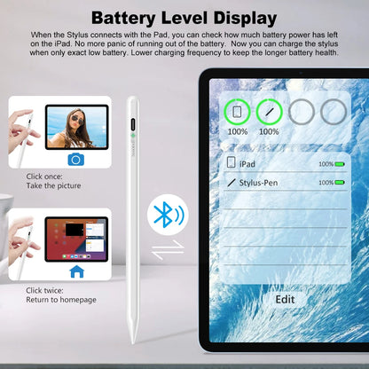 GOOJODOQ Bluetooth Stylus Pen for iPad | Apple Pencil 1 & 2 Compatible | Pro 11/12.9, Air 4/5, 2018–2023 | White / With Cover