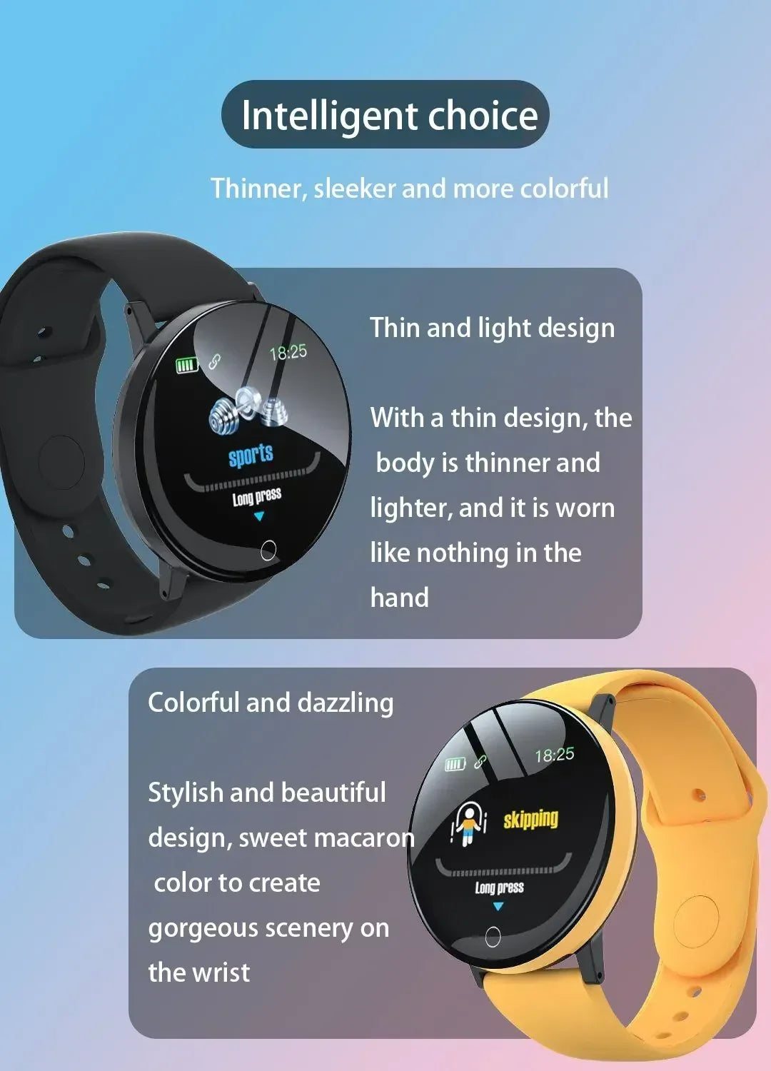 R.E.D. Shopping D18 Smartwatch with circular color screen, multi-sport modes, call and music control, wearable electronics