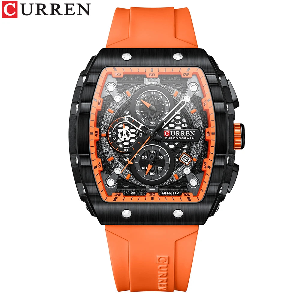 CURREN Men's Fashion Watch – Unique Square Design, Luxury Quartz Sport, Waterproof