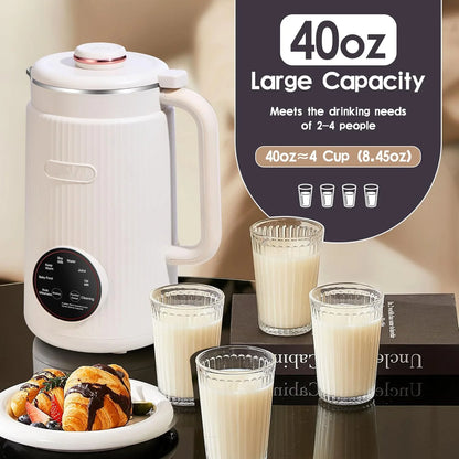 8-in-1 Automatic Nut Milk Machine & Coffee Maker – 40oz, Self-Cleaning, Delay Start, Keep Warm