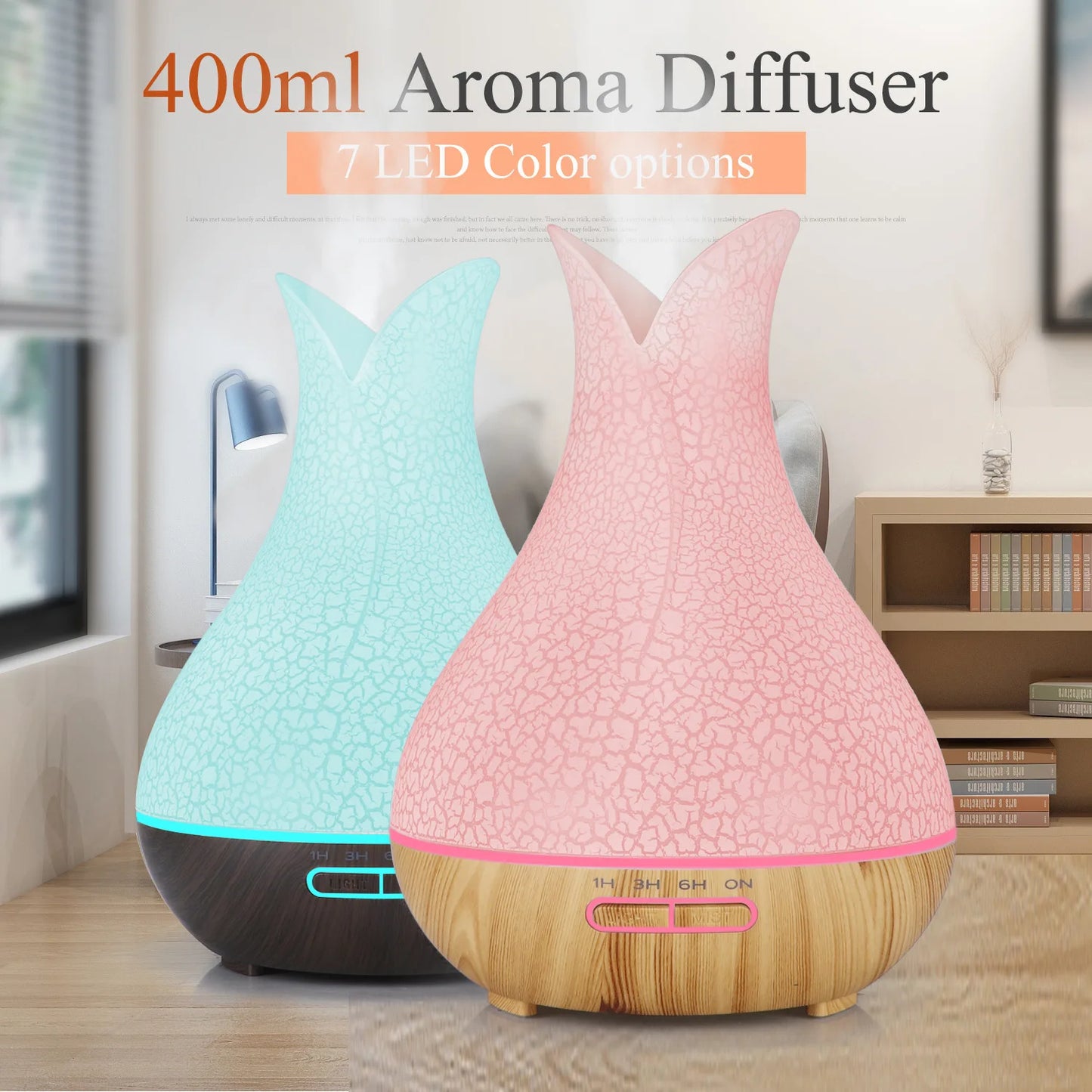 WiFi Smart Air Humidifier & Aroma Diffuser 400ml – Essential Oil, Wood Ball Design