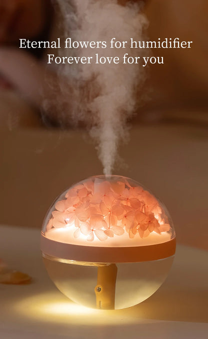 USB Rechargeable Air Humidifier 270ml — 800mAh Battery, Colour LED Light, Mist Maker, Flower Design