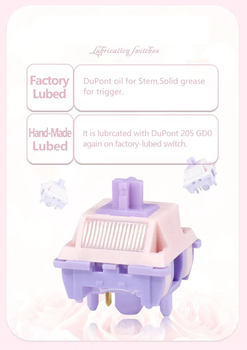 MMD Princess V4 Mechanical Keyboard Switches – 5-Pin Linear & Tactile, RGB, Lubricated, 10–110 PCS