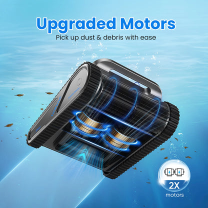 Cordless Robotic Pool Cleaner | 4 Motors, Wall & Waterline Cleaning, 300min Battery, Inground Pools