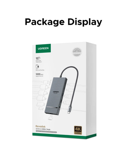 UGREEN 12-in-1 USB-C Docking Station – 2x4K HDMI, DP, 10Gbps USB3.2, PD100W, SD/TF, RJ45