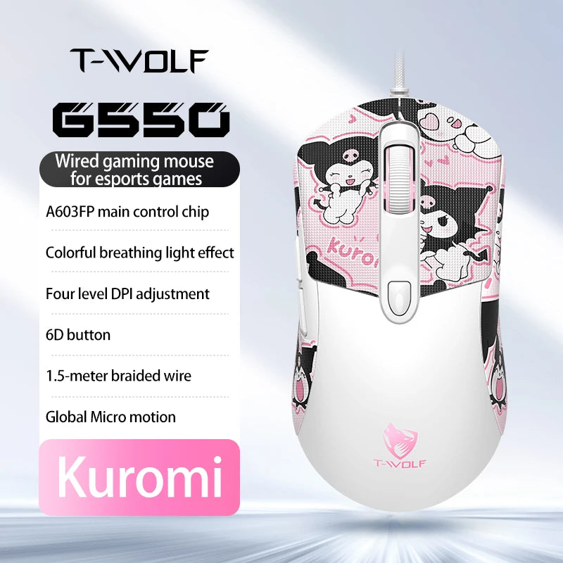 OBAME Cute Wired Gaming Mouse – Anti-Slip Sticker, 6-Key, RGB Backlight, for PC & Laptop