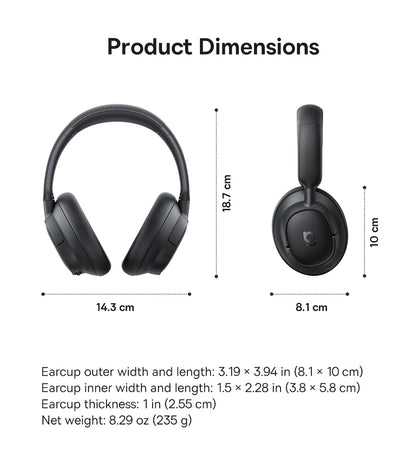 Baseus EH10 NC ANC Wireless Headphones – 45dB Hybrid Noise Cancelling, LDAC, Bluetooth 6.0, 80Hrs