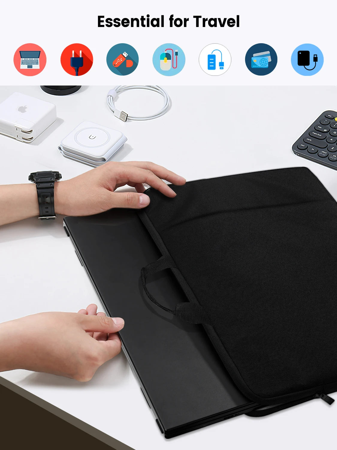 Waterproof Laptop Sleeve for Portable Monitor — 19"/22"/24", UPERFECT UMAX Compatible