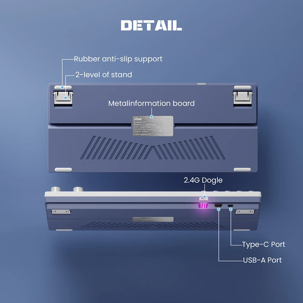 RK Royal Kludge M87 Wireless Mechanical Keyboard – 87 Key, Hot-Swap, BT/2.4G/USB-C, TFT Screen