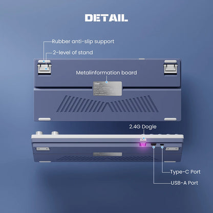 RK Royal Kludge M87 Wireless Mechanical Keyboard – 87 Key, Hot-Swap, BT/2.4G/USB-C, TFT Screen