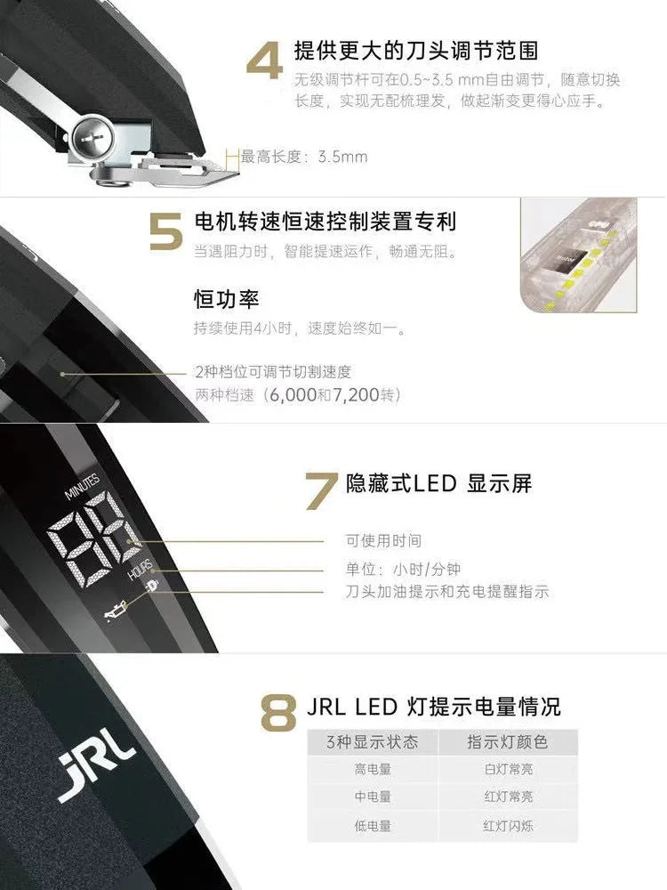 JRL 2020C/T Professional Hair Clipper – Gold & Silver, Barber Set Options