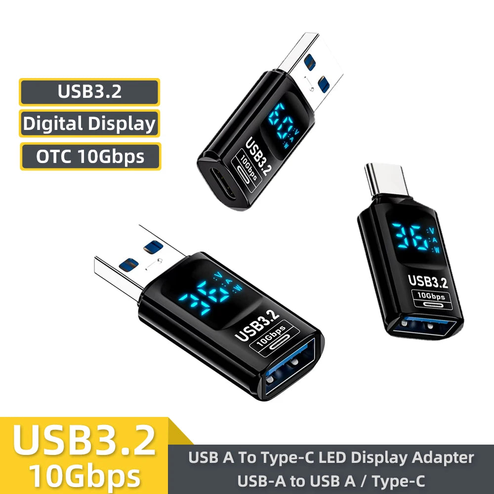 USB 3.2 digital display adapter with USB-C and USB female ports, fast charging and data transfer for Huawei, Xiaomi, and laptops.