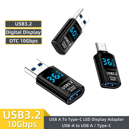 USB 3.2 digital display adapter with USB-C and USB female ports, fast charging and data transfer for Huawei, Xiaomi, and laptops.