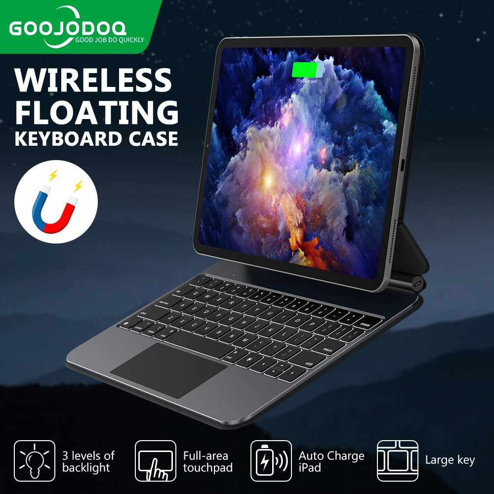 GOOJODOQ Magic Keyboard Case for iPad Pro 11 M4, Air 4/5/6 – PD18W, Pogo Pin, Gesture Trackpad