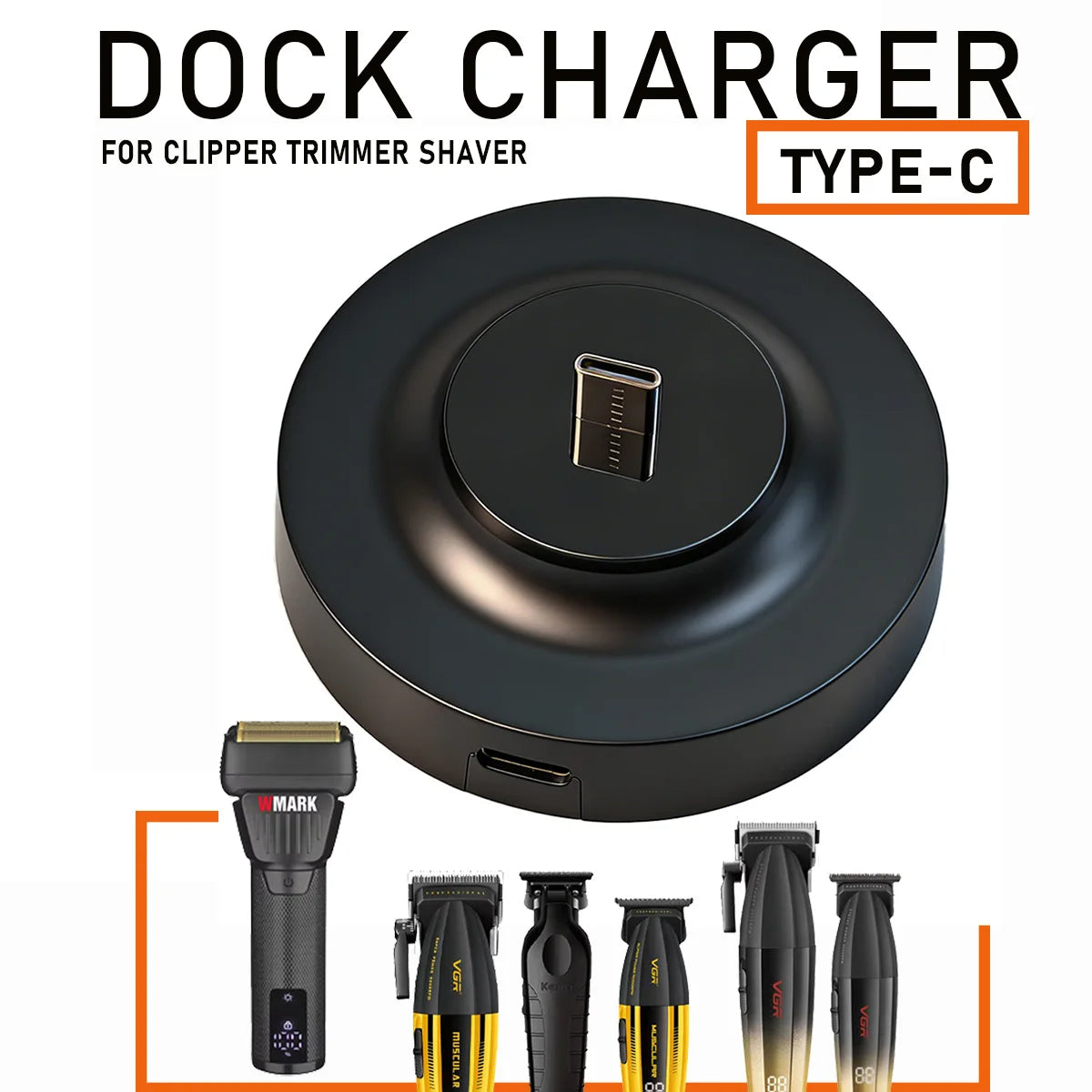 WMARK NG-7982 Professional Hair Clipper with Dock Charger – Titanium Blade, Compatible with KM2299, V003, V906, BL600, BL800