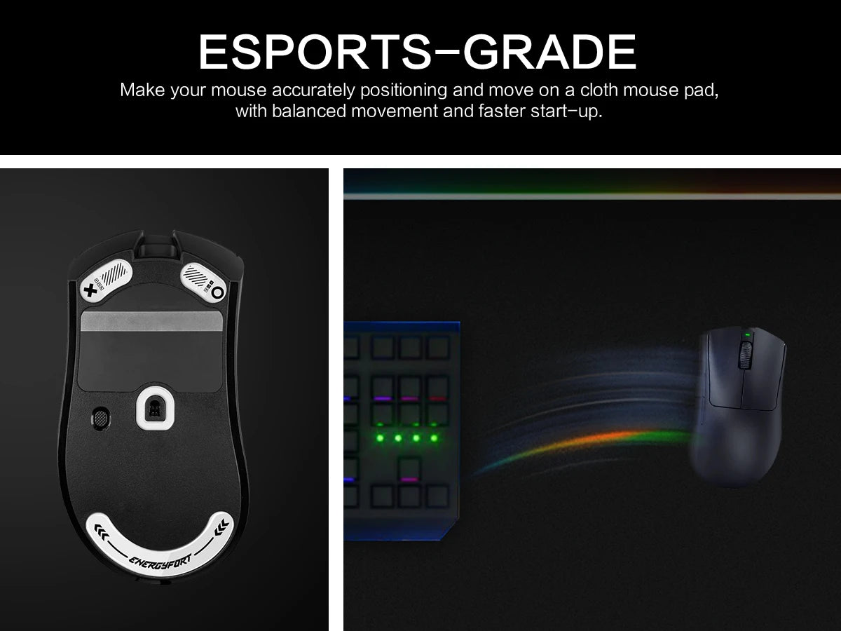 Glass Mouse Skates for Razer DeathAdder V3 Pro – Smooth Replacement Mouse Feet, Black & White