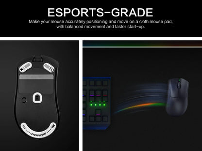 Glass Mouse Skates for Razer DeathAdder V3 Pro – Smooth Replacement Mouse Feet, Black & White