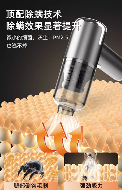 Portable R.E.D. Shopping mini wireless car vacuum cleaner with 80W power, handheld design, blow and vacuum functions.