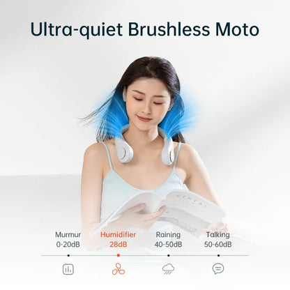 JISULIFE Portable Neck Fan – 4000mAh, 5 Speeds, Twistable Bladeless Hands-Free Neckband Fan