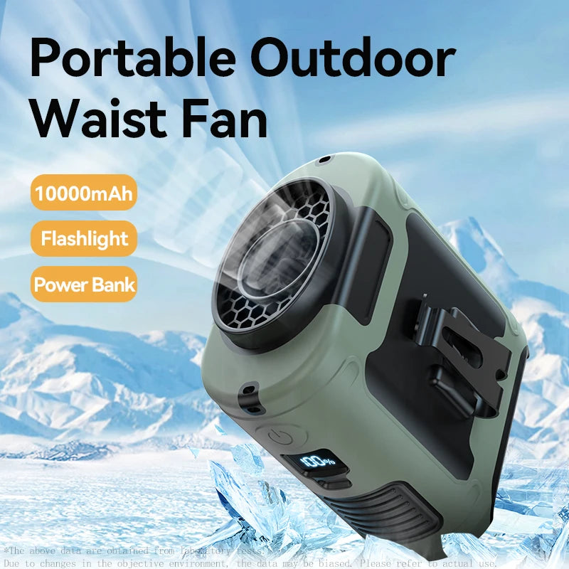 Portable Waist Fan | Hanging Neck Fan | 5-Speed | LED Light | 10000/20000mAh | Sports & Outdoor