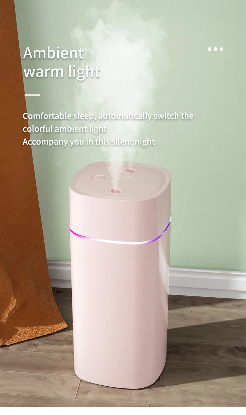 Air Humidifier Double Spray – Aromatherapy, Colorful LED, Heavy Fog, Mute