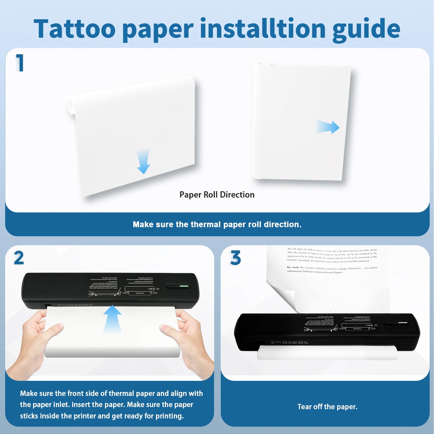 Portable A4 Wireless Inkless Thermal Printer – Bluetooth, 300DPI, 20ppm, Android & iOS