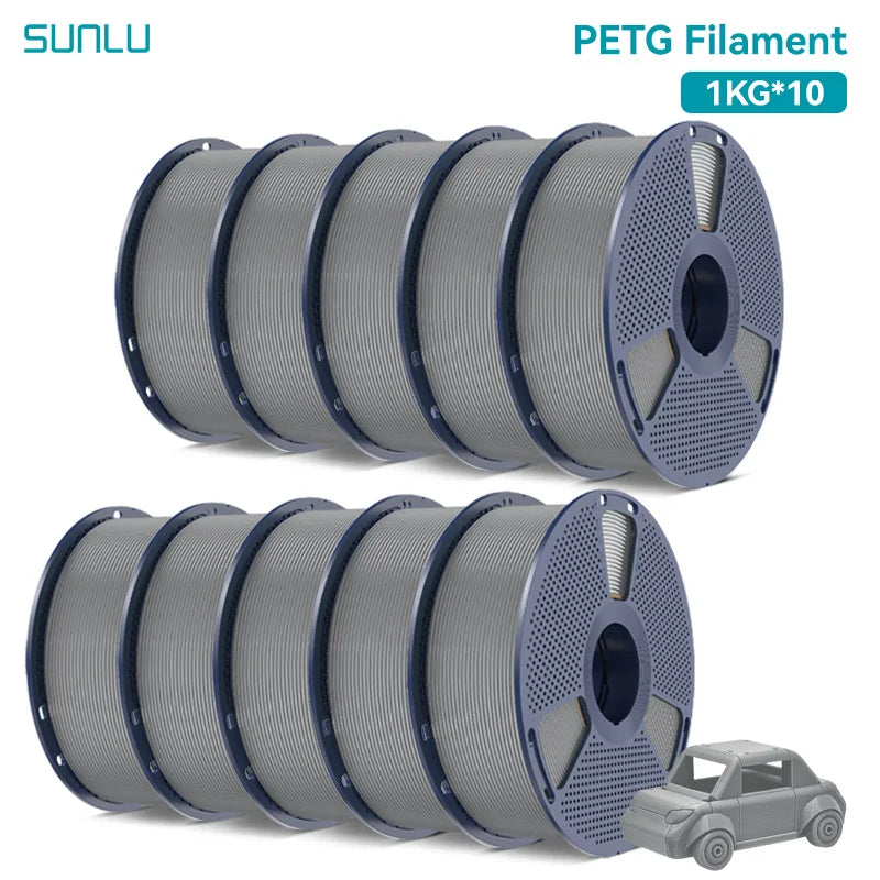 SUNLU 3D Printer Filament – 10 Rolls 1.75mm PLA / PETG / PLA+, 1KG Each, EU & US Warehouse