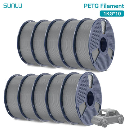 SUNLU 3D Printer Filament – 10 Rolls 1.75mm PLA / PETG / PLA+, 1KG Each, EU & US Warehouse