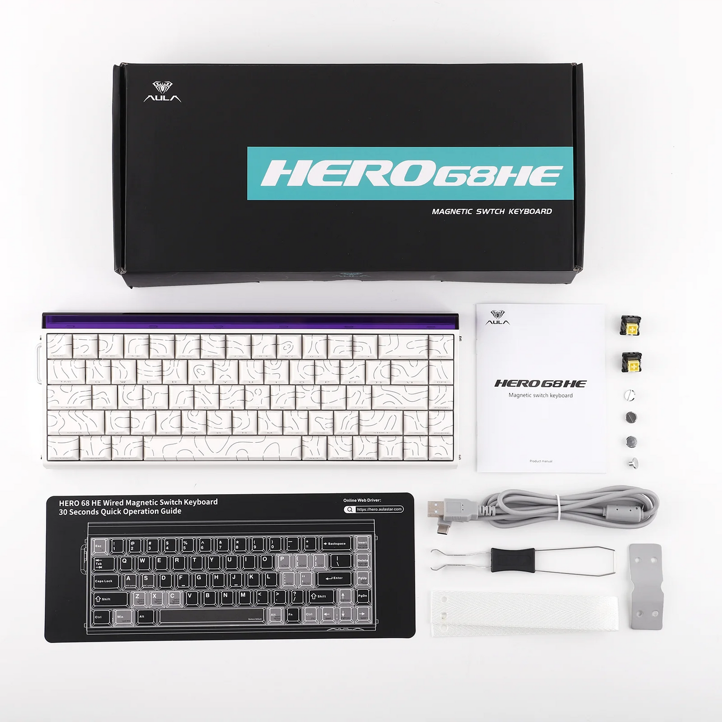 AULA Hero68 HE Magnetic Gaming Keyboard – 65% ANSI, Wired, Hall Effect Switches