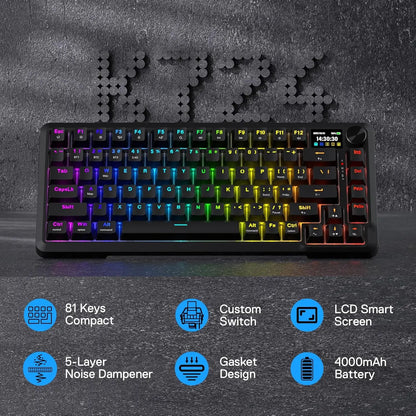 Redragon K724 PRO Wireless Gasket Mechanical Keyboard – 81-Key, TFT Display, Knob Control