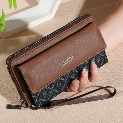 Men's PU Leather Wallet with Zipper - Multi-Slot Card Holder & Organizer