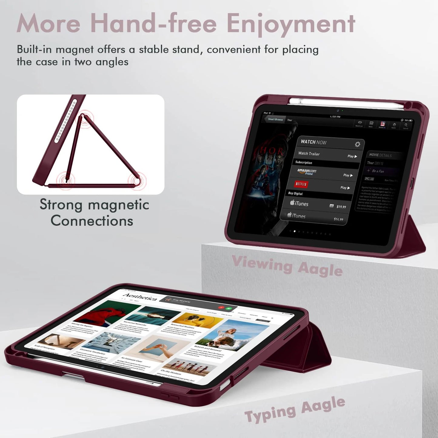 Magnetic Flip Smart Stand iPad Case with Pencil Holder – 11" 2025 / 10.9" 2022