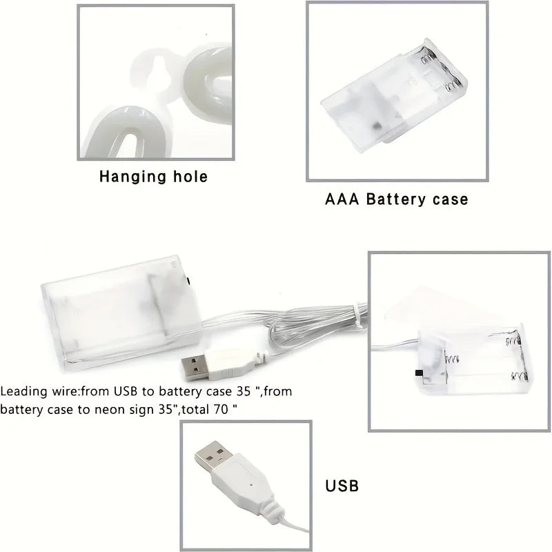 LED Neon Sign – USB/Battery Powered, Customizable, Bar & Bedroom Wall Decor