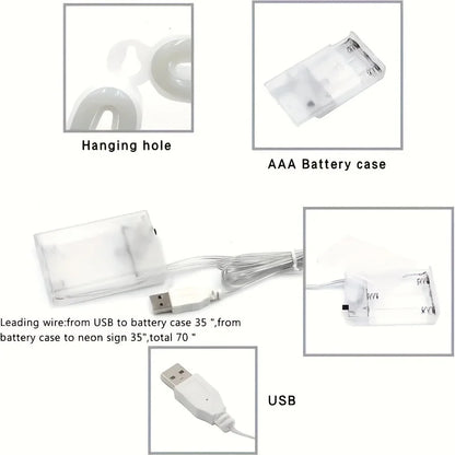 LED Neon Sign – USB/Battery Powered, Customizable, Bar & Bedroom Wall Decor