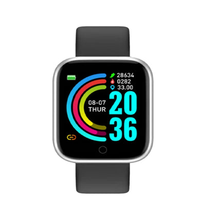 R.E.D. Shopping sports smartwatch for women and men with digital display, fitness tracking, sleep monitor, music control, and alarm.