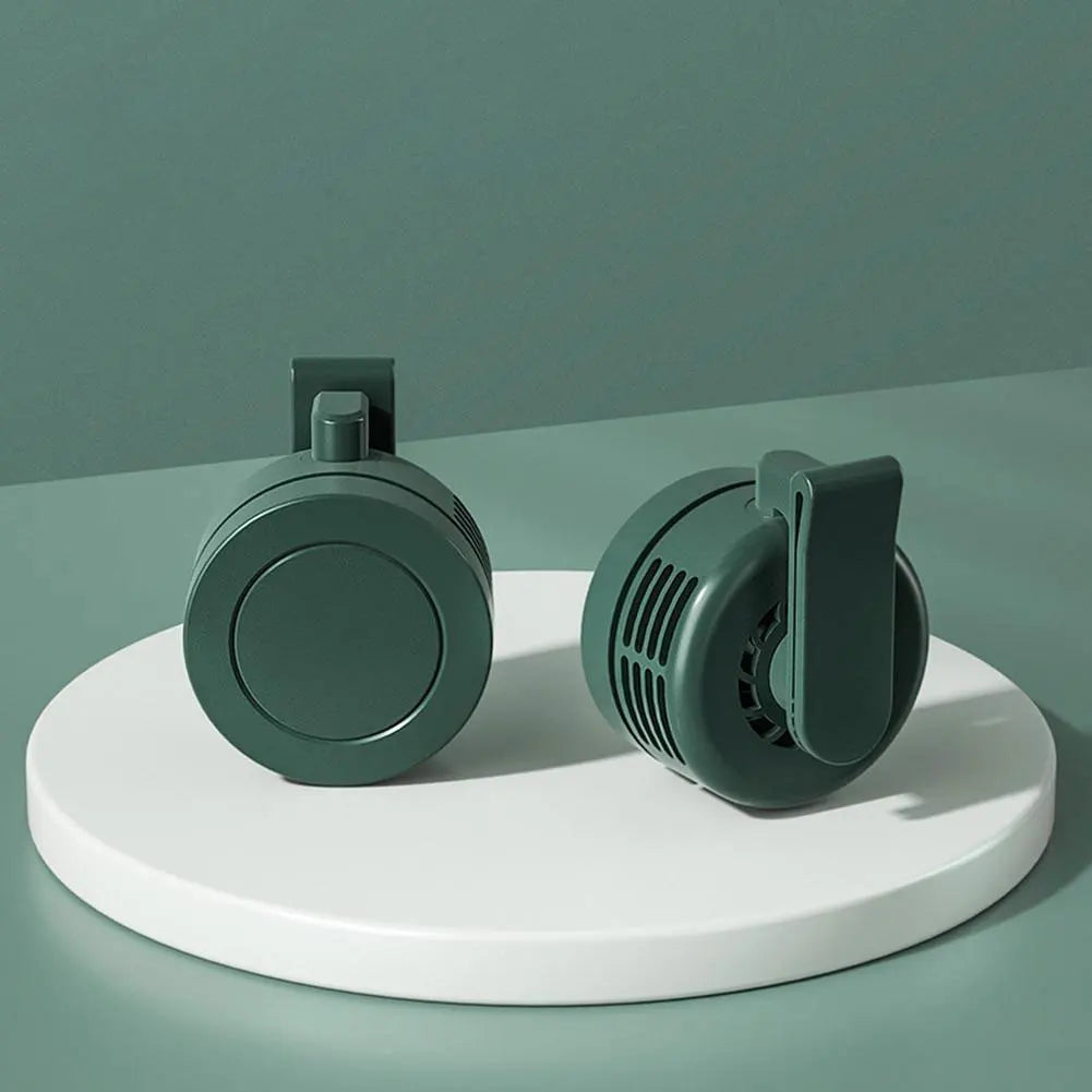 Leafless Mini Clip Fan – USB Neck & Waist Cooling Fan, 3 Speeds (Green)