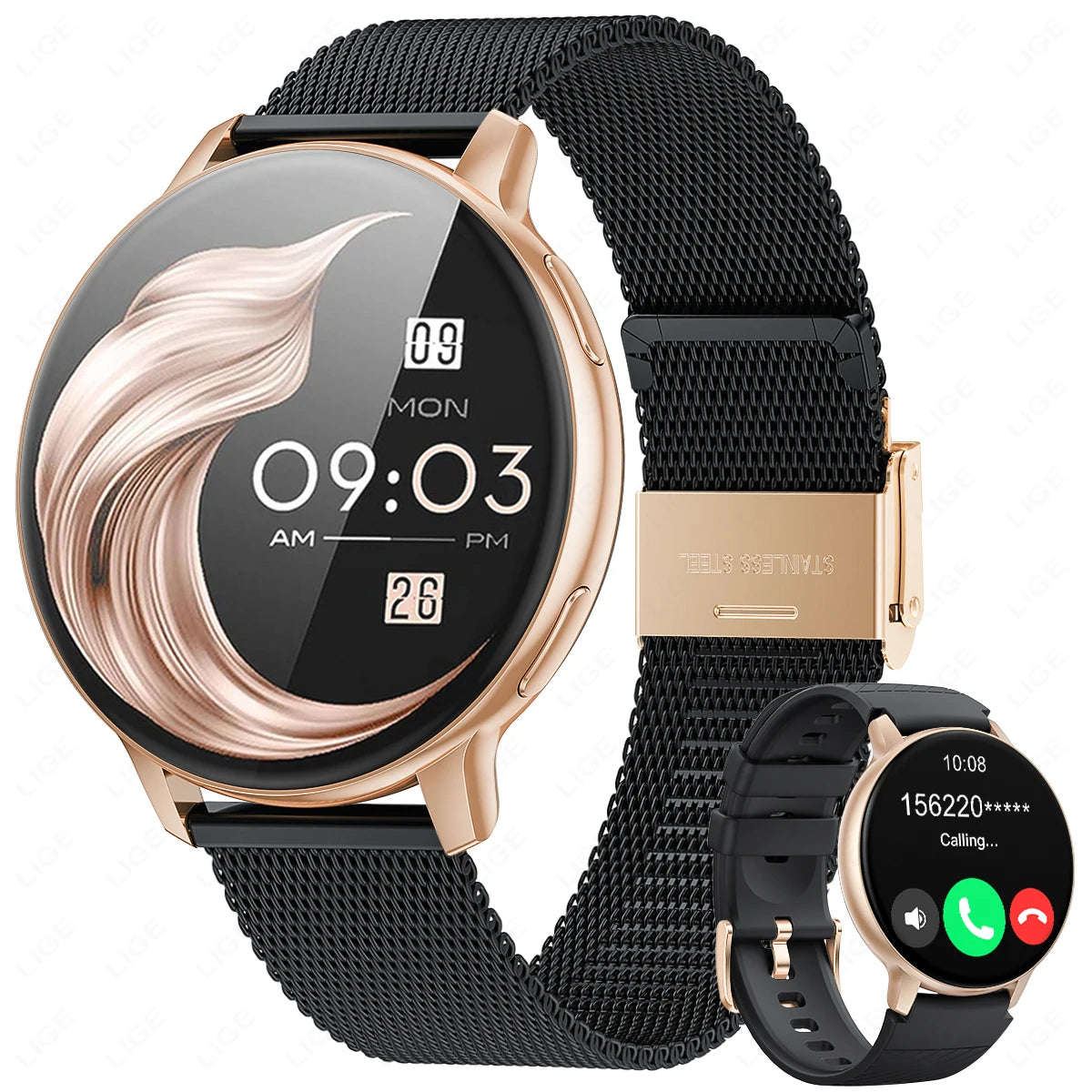 LIGE Bluetooth Smart Watch for Women – Custom Dial, Sport Fitness Tracker, iOS & Android (2026)